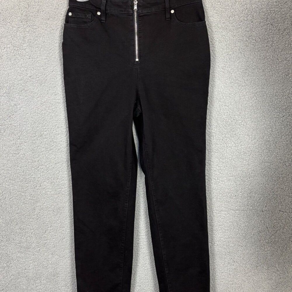 INC Women's Straight Leg High-Rise Zipper Front Jeans Black Size 12/31 NWOT's